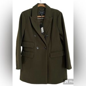 BCBGMaxAzria Peak Lapel Double Breasted Coat Olive Size L/10